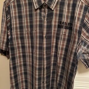 Harley-Davidson Men's Plaid Shirt - Black and Gray
